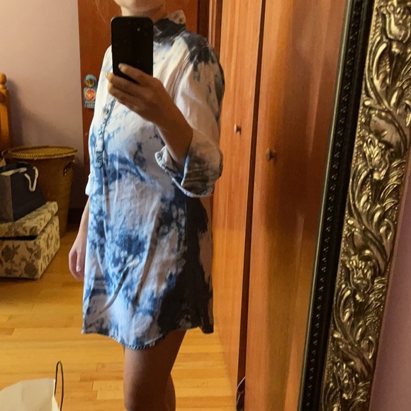 Bleached denim tie dye tunic shirt - Picture 2 of 4